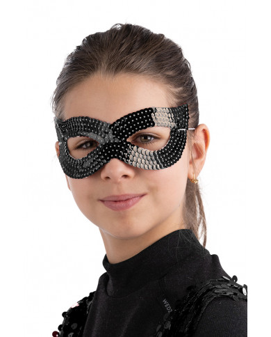 Masque noir en tissu avec paillettes avec carte d’en-tête Masque noir en tissu avec paillettes avec carte d’en-tête