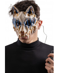 Maschera lupo in plastica con dec.lum.(batt.escl.) in busta con cav.