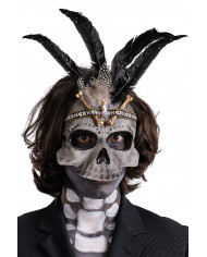 masque squelette vaudou en plastique avec carte d’en-tête