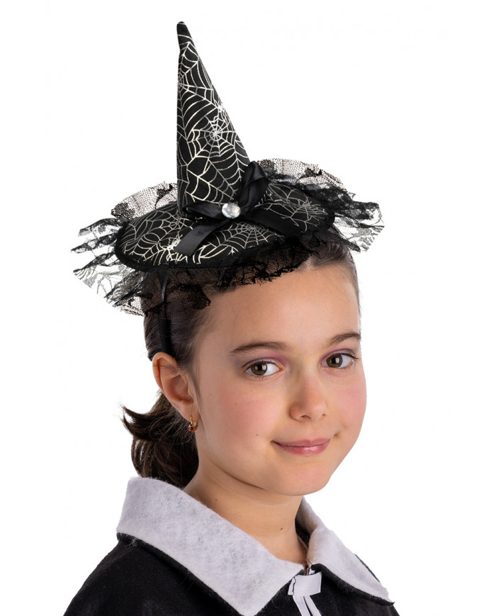 sombrero pequeño de raso negro con lazo y encaje con diadema con solapa de cartón sombrero pequeño de raso negro con lazo y encaje con diadema con solapa de cartón