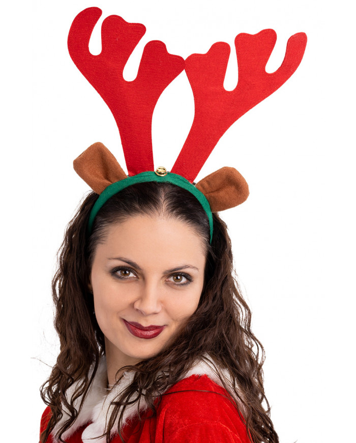 REINDEER HEADBAND W/LITTLE BELL W/HEADER