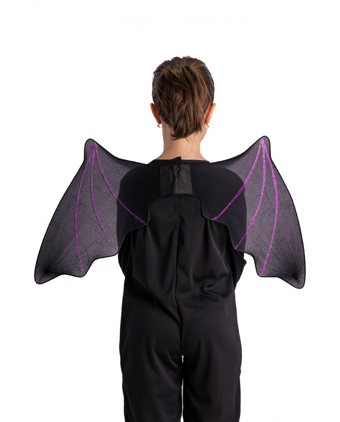 Black bat wings with purple glitter h. cm. 37x68 in pbh Black bat wings with purple glitter h. cm. 37x68 in pbh