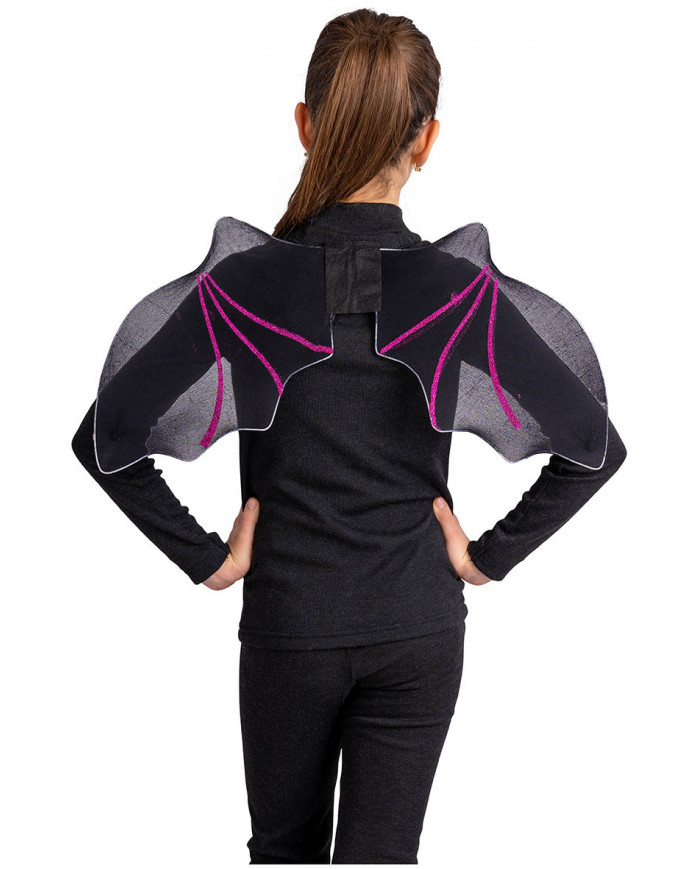 Black bat wings with purple glitter h. cm. 30x56 in pbh Black bat wings with purple glitter h. cm. 30x56 in pbh