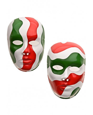 Tricolor plastic mask, as per italian flag: green, white, red. Tricolor plastic mask, as per italian flag: green, white, red.