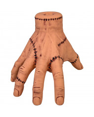 Latexhand mit narben mit etikett