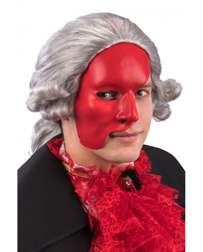 Maschera mezzo viso da Fantasma dell'Opera in plastica rossa Maschera mezzo viso da Fantasma dell'Opera in plastica rossa