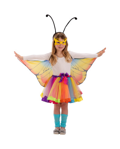 Set deguisement papillon multicolor (joupe, ailes, masque, serre-tete) dans sachet avec cavalier Set deguisement papillon multicolor (joupe, ailes, masque, serre-tete) dans sachet avec cavalier