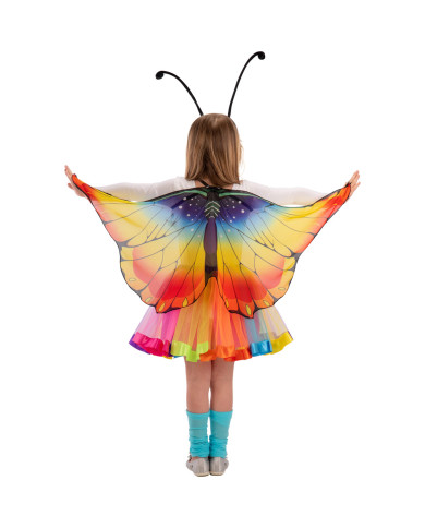 Set deguisement papillon multicolor (joupe, ailes, masque, serre-tete) dans sachet avec cavalier Set deguisement papillon multicolor (joupe, ailes, masque, serre-tete) dans sachet avec cavalier