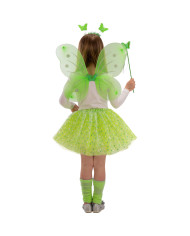 Set deguisement papillon vert (joupe, ailes cm 50x40, serre tete, baguette) dans sachet avec cavalier