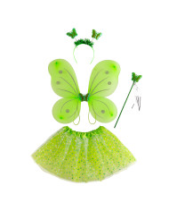 Green butterfly disguise set (skirt, wings h.cm. 50x40, headband, wand) in pbh
