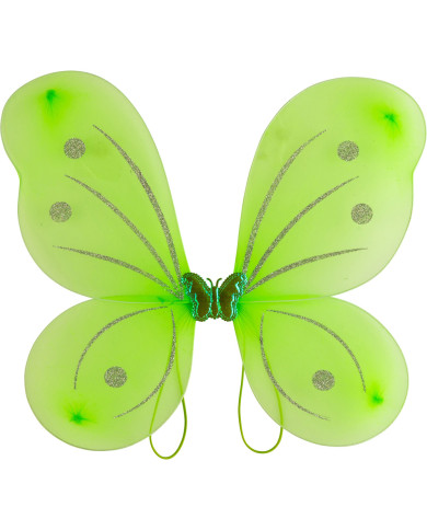 Set deguisement papillon vert (joupe, ailes cm 50x40, serre tete, baguette) dans sachet avec cavalier Set deguisement papillon vert (joupe, ailes cm 50x40, serre tete, baguette) dans sachet avec cavalier