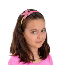 Glittered pink butterfly headband w/header