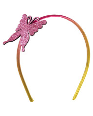 Serre tête papillon glitter rose avec cavalier