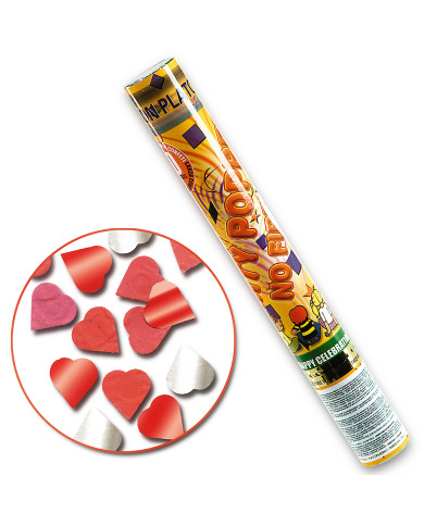 Cañón de confeti de aire comprimido con corazones rojos cm.30 Cañón de confeti de aire comprimido con corazones rojos cm.30