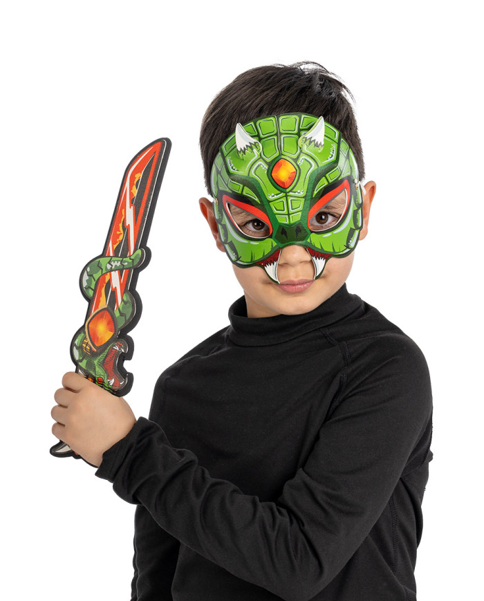 Dinosaur mask and sword set in eva l.cm. 32 ac. on card