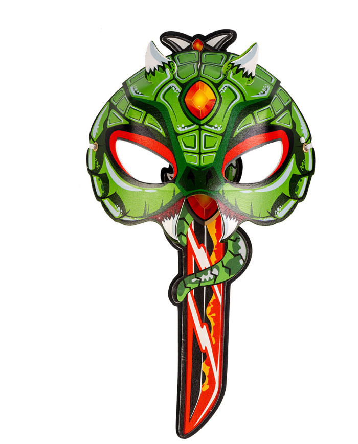 Set maschera e spada dinosauro  in eva l.cm. 32 ca. su cartoncino