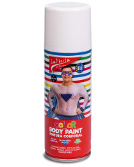 Weißes körper make-up spray 200 ml mit pappschild/etikett