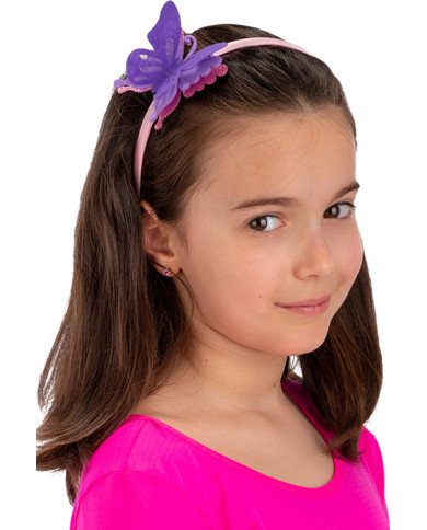 Diadema de mariposa lila c/cav. Diadema de mariposa lila c/cav.