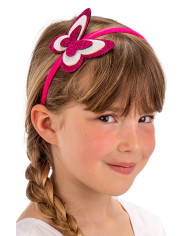 Glittered fuchsia/white butterfly headband w/header Glittered fuchsia/white butterfly headband w/header