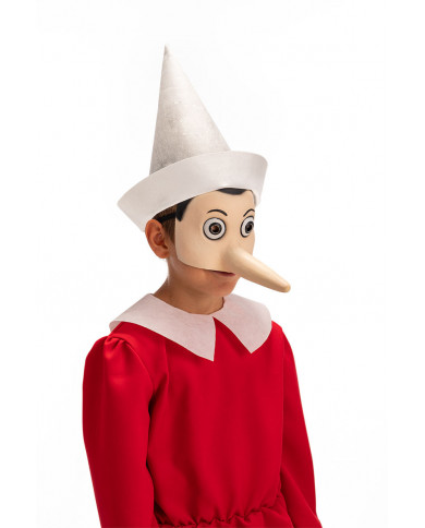 Pinocchio half face mask in latex for children, the puppet who Pinocchio half face mask in latex for children, the puppet who