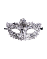 Maschera argento con paillettes su cartoncino