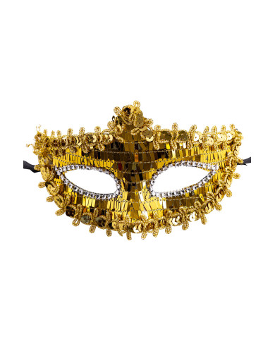 Gold mask with sequins on card