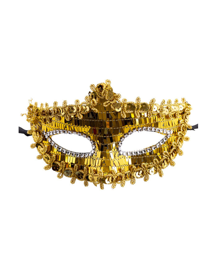 Gold mask with sequins on card
