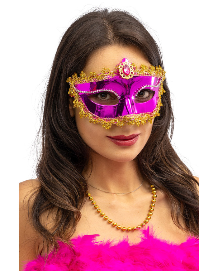 Maschera fucsia con gemma su cartoncino