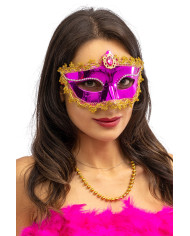 Masque fuchsia avec gemme, sur papier cartonné