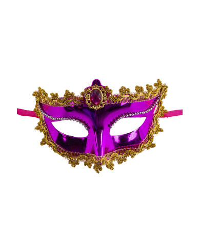 Fucsia mask with gem on card