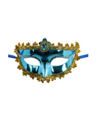 Himmelblaue Maske mit Schmuckstein auf Pappkarton Himmelblaue Maske mit Schmuckstein auf Pappkarton