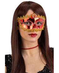 Maschera rossa con gemma su cartoncino