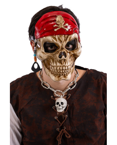 Maschera scheletro pirata in plastica rigida su cartoncino
