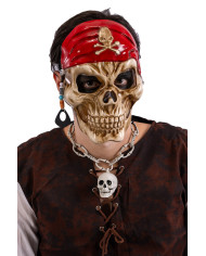 Maschera scheletro pirata in plastica rigida su cartoncino