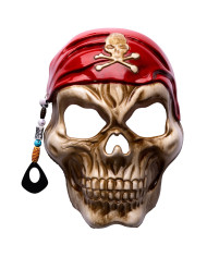 Masque squelette pirate en plastique dur, sur papier cartonné