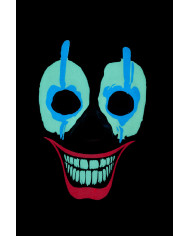 Máscara payaso con adornos luminosos (pilas no incluidas) en bolsa con solapa de cartón