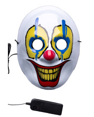 Maschera clown con decorazioni luminose (batterie escluse) in busta con cavallotto