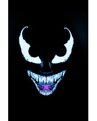 Maschera horror blu con decorazioni luminose (batterie escluse) in busta con cavallotto