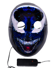 Máscara terror azul con adornos luminosos (pilas no incluidas) en bolsa con solapa de cartón