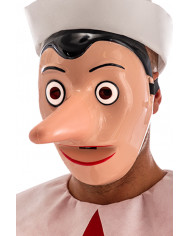 Plastic mask with detachable nose to play the puppet