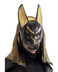Masque chien Anubis en plastique, sur papier cartonné