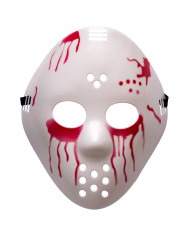 Blutige Hockeymaske auf Pappkarton