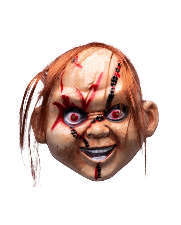 Killer mask with hair in plastic on card Killer mask with hair in plastic on card