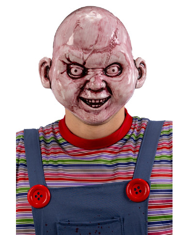 Masque poupée horreur en plastique, sur papier cartonné