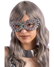 Kostbare schwarze Maske mit Strass auf Pappkarton