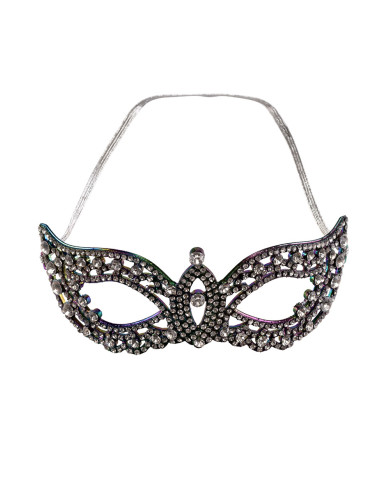Maschera preziosa nera con strass su cartoncino