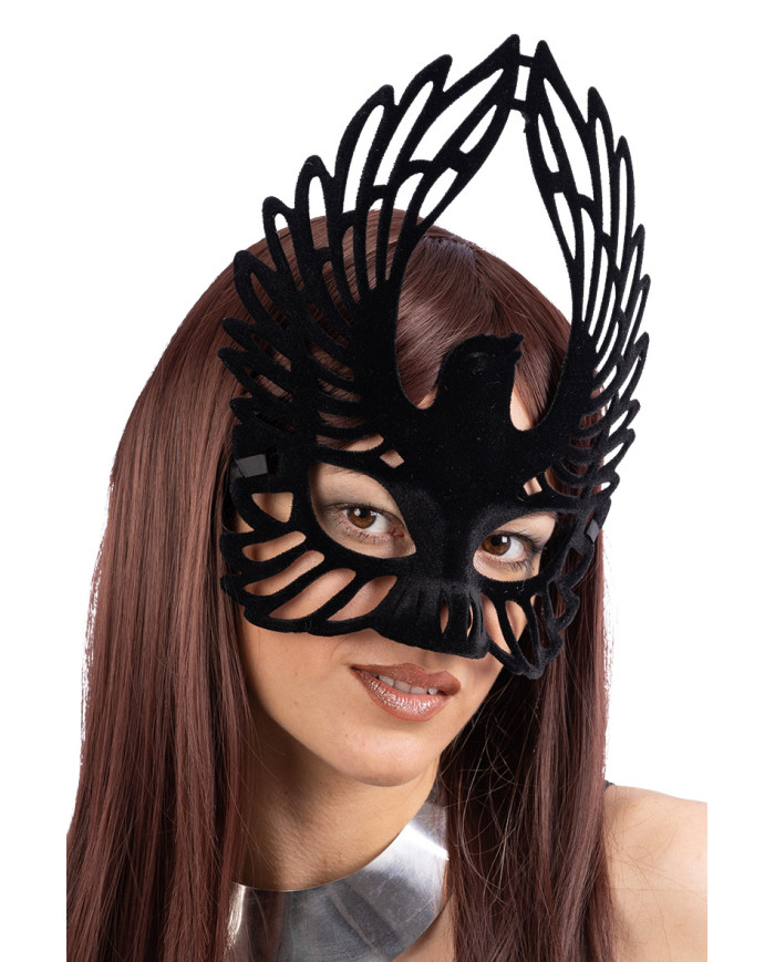 Phoenix mask in hard plastic and velvet on card