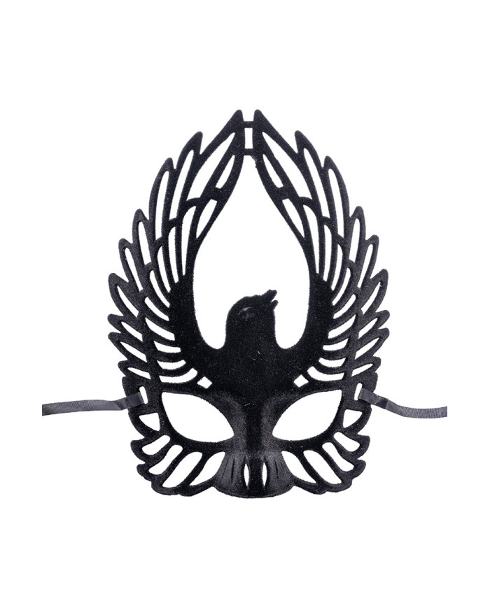 Phoenix mask in hard plastic and velvet on card