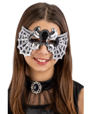 Maschera ragno in tessuto con paillettes su cartoncino