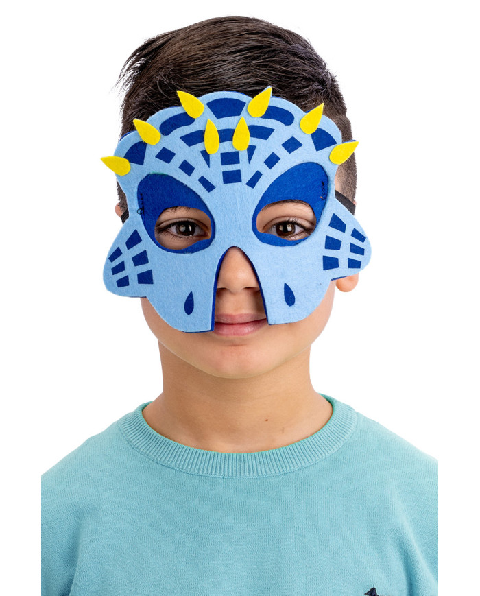 Blaue Drachenmaske für Kinder aus Filz mit Aufhänger